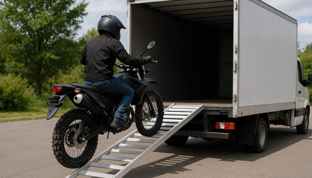 Rampe chargement moto avec treuil